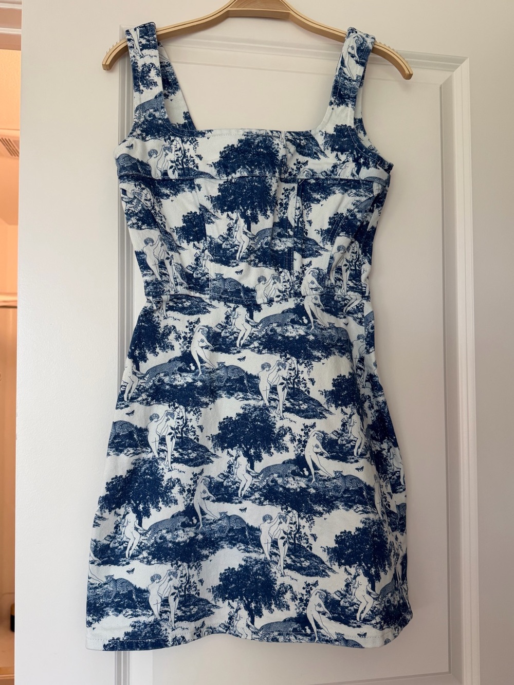 Reformation Blue and White Toile Mini Dress